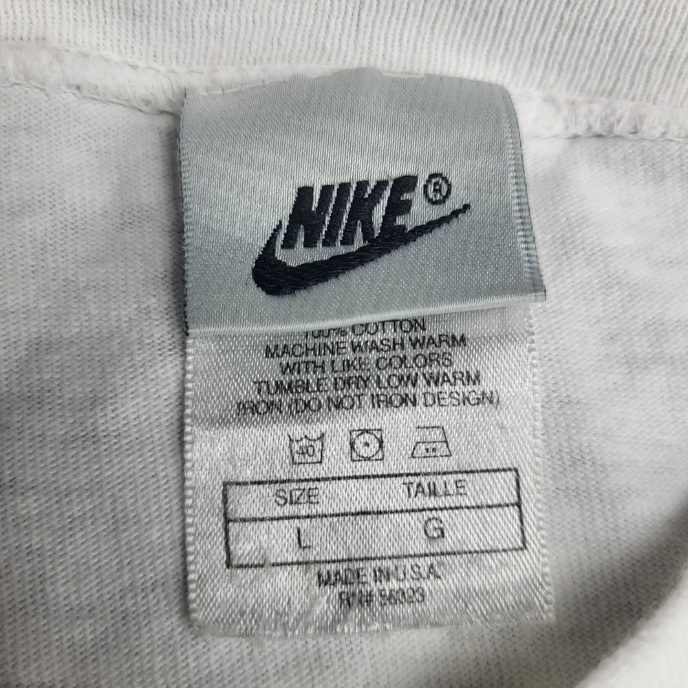 Vintage Nike Silver Tag Long Sleeve Graphic T-Shirt White Large Made in USA 90s - Picture 9 of 10